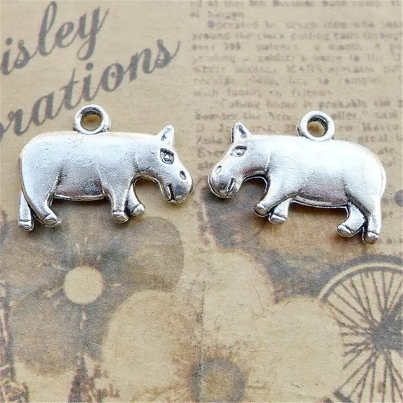 High quality 10 Pieces/Lot 14.8mm*20.4mm Diy pendent tibetan silver animal hippo charms for jewelry making | Украшения и