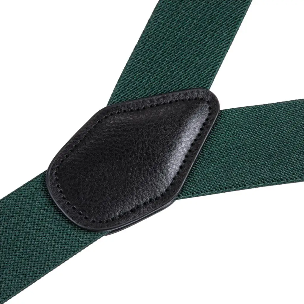 

DiBanGu Luxury 3.5cm Green Mens Suspenders Leather Braces Adjustable 6 Clips Suspenders Commercial Western With Gift Box