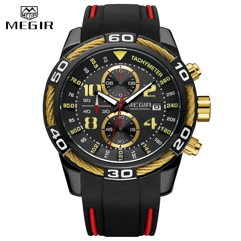 Лидирующий бренд MEGIR мужские модные бизнес часы кварцевые Дата Часы роскошные
