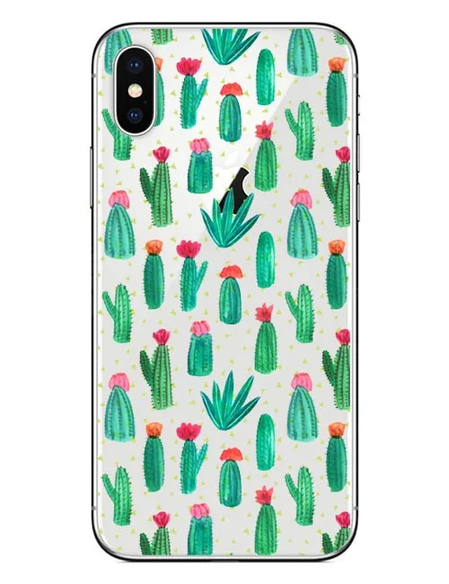 Tropical Plants Cactus Banana Leaves Soft silicone rubber TPU Phone Cases for iphone 5 5s SE 6 6s Plus 7 7Plus 8 X 10 | Мобильные