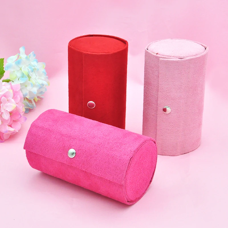 New Jewelry Storage Box Makeup Organizer for Women Gift Portable Cylinder Shape 3 Layers Choker Ring Display Casket Necklace |