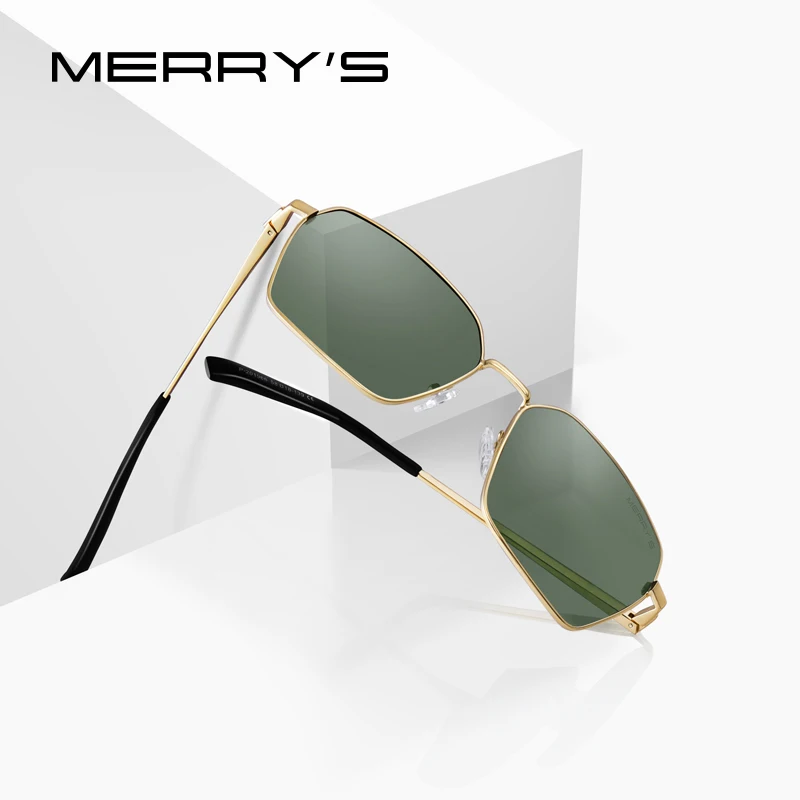 

MERRY'S Men Classic Rectangle Sunglasses Aviation Frame HD Polarized Sun glasses For Mens Driving UV400 Protection S8320