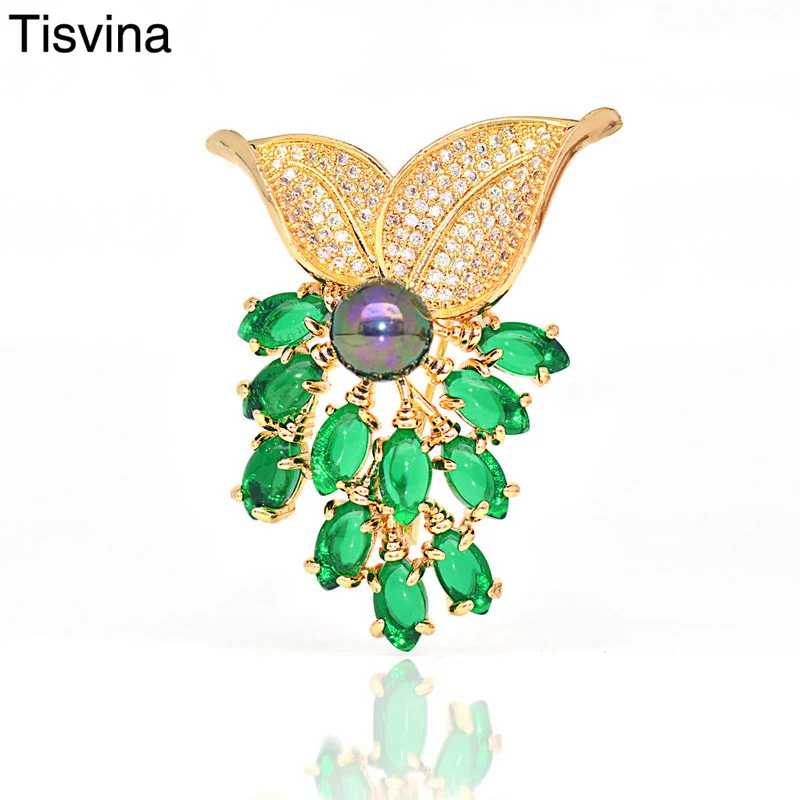 Женская Брошь с изумрудным жемчугом Tisvina брошь для свадебной вечеринки ювелирное