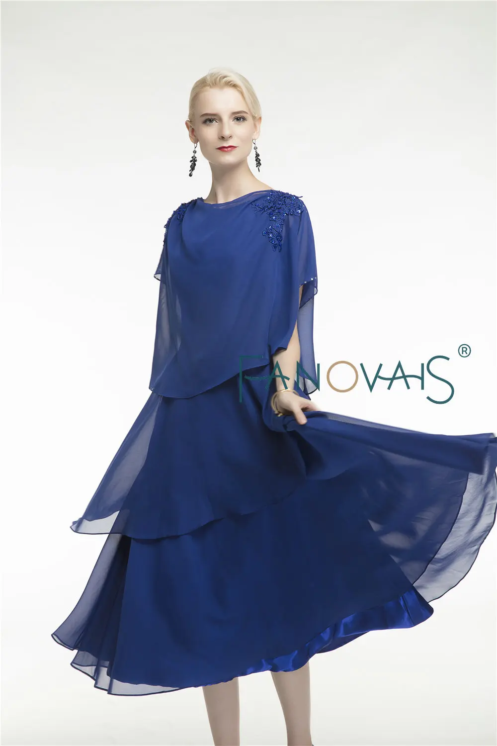 Королевский синий шифон мать невесты Платья вечернее платье для матери Vestido de Festa
