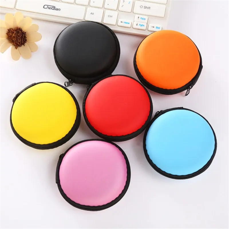 Портативный Футляр для наушников полезный футляр хранения аудиокабеля Круглый