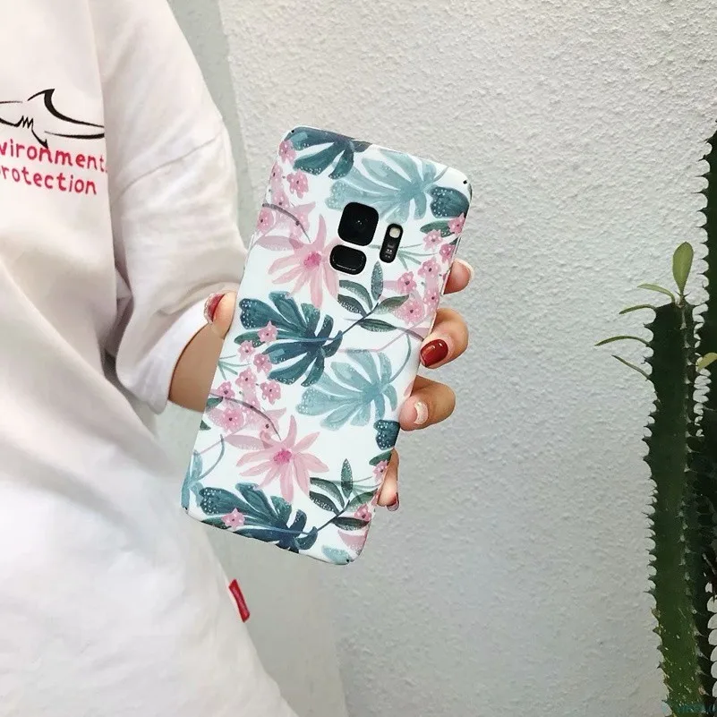 leaves B Мраморный чехол для телефона samsung Galaxy S7 Edge S8 S9 S10 Plus e Note 8 9 Note9 S10e S9+ жесткий чехол с рисунком - Цвет: leaves B