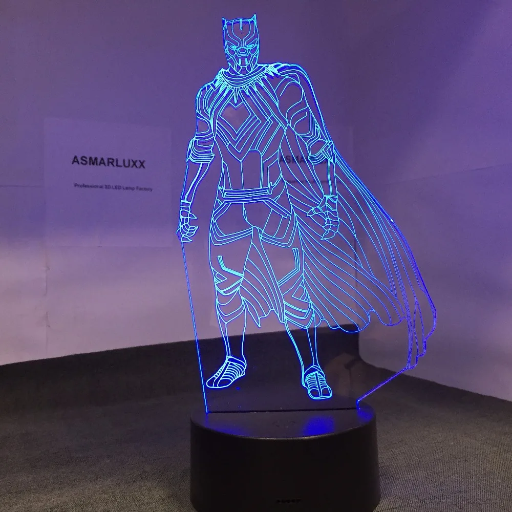 3D LED черный пантера ночной Светильник USB сенсорный светящийся супер герой Тор