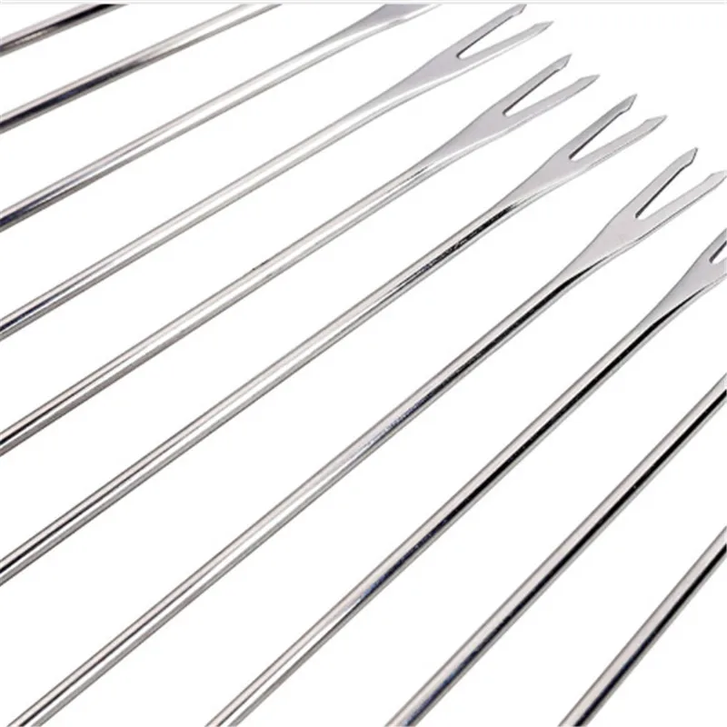 6pcs/set 24cm Long Cheese Dessert Fork Stainless Steel Hot Pot Fruit Chocolate Fondue Melting Skewers Kitchen Tools | Дом и сад