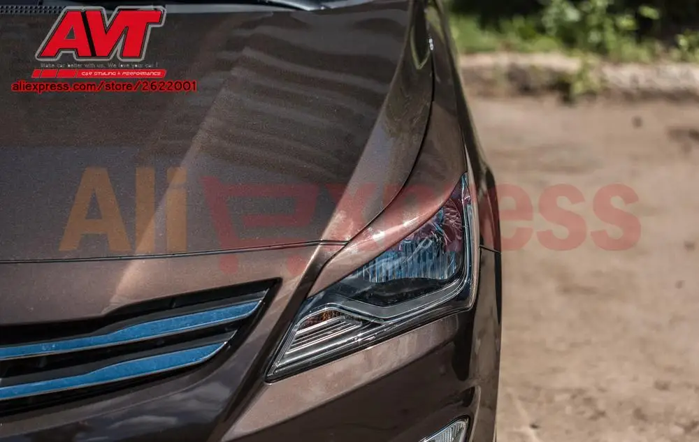 Cilia брови на фары для Hyundai Solaris 2014-2017 Стайлинг автомобиля пластик АБС