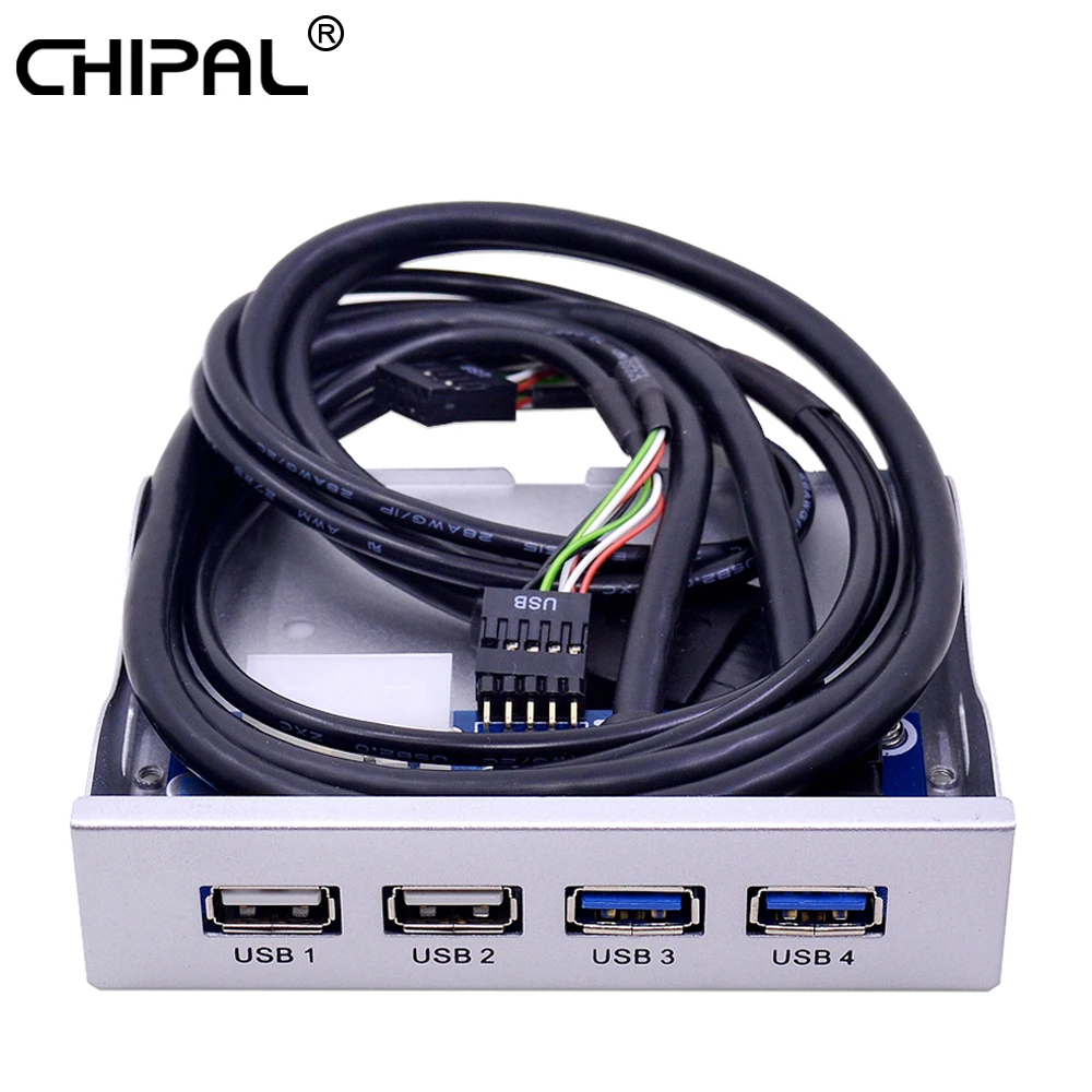 MJTEK серебристый 4 портовый USB 2 0 3 концентратор передней панели 19 + 1 20 контактный