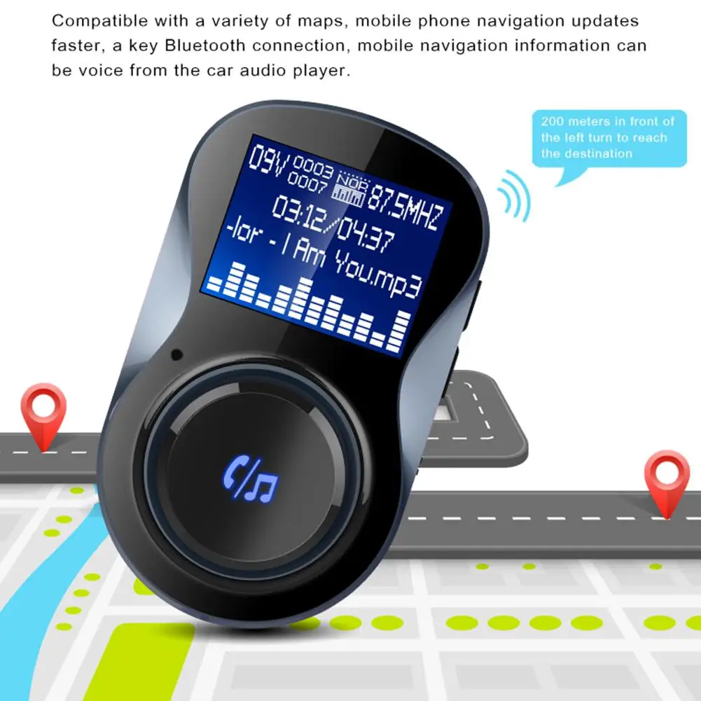 

Multi Function Car Wireless FM Transmitter USB Charging Support Audio Video Radio Transmitter with 1.4" LCD Screen TF Card Slot