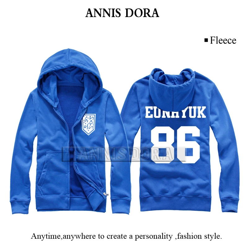 BLUE EUNHYUK86 Худи на молнии с логотипом Super Junior SJ SUJU Heechul Leeteuk Eunhyuk Donghae - Цвет: BLUE EUNHYUK86