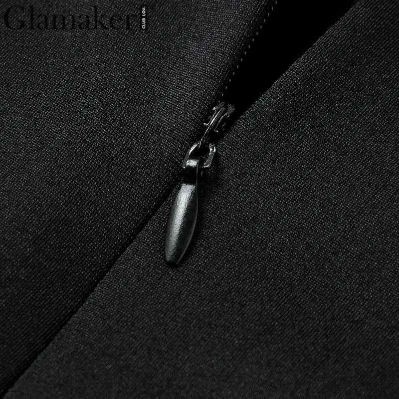 Glamaker сексуальное Клубное платье с оборками и открытыми плечами, женское облегающее Черное Осеннее платье, элегантное короткое мини платье для вечеринки, vestidos de fiesta