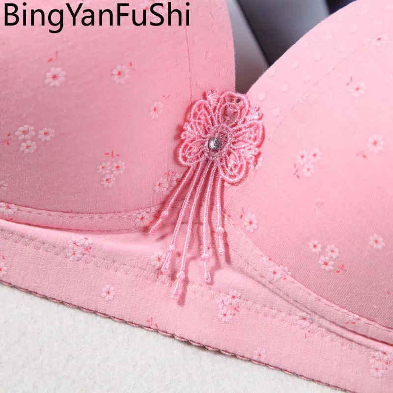 Цветочный кружевной бюстгальтер без косточек сексуальный пуш ап хлопок мягкий