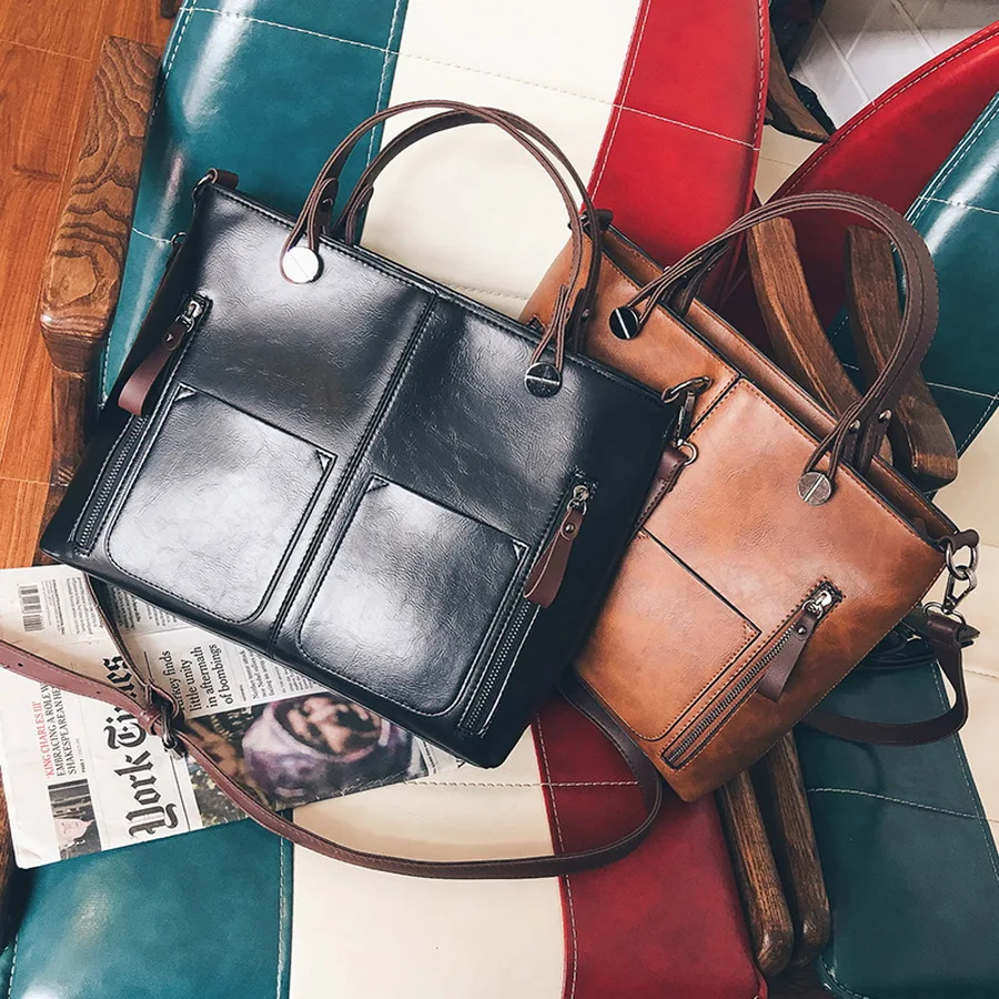 Воск масло кожаная сумка плеча дамы сумки женщины ИСКУССТВЕННАЯ кожа 2017