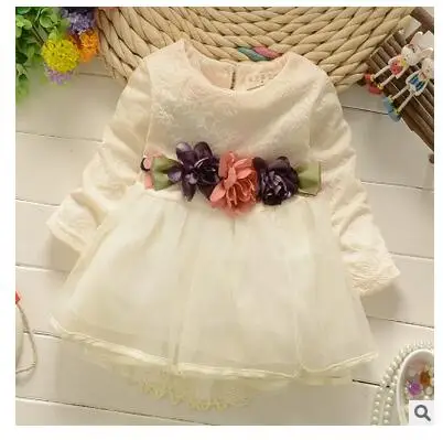 Новинка 2016 года модное Хлопковое платье с длинными рукавами для маленьких