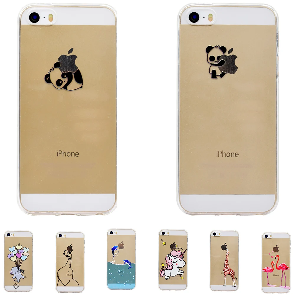 Модный чехол с милым Фламинго дельфином слоном жирафом для чехла iphone 5S
