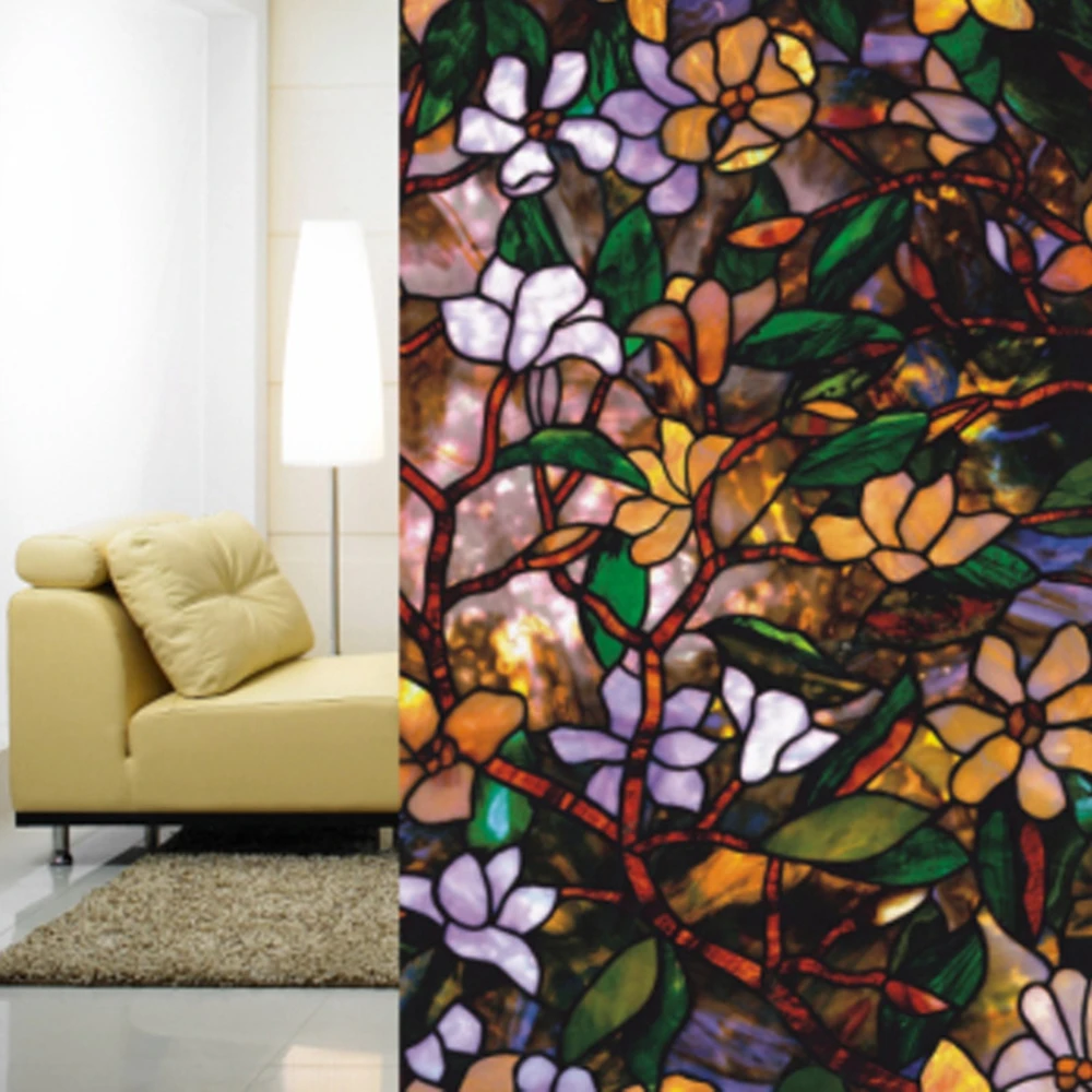 Новый Статический прилипания витражи Стекло оконные пленки цветок 3D фильм окна