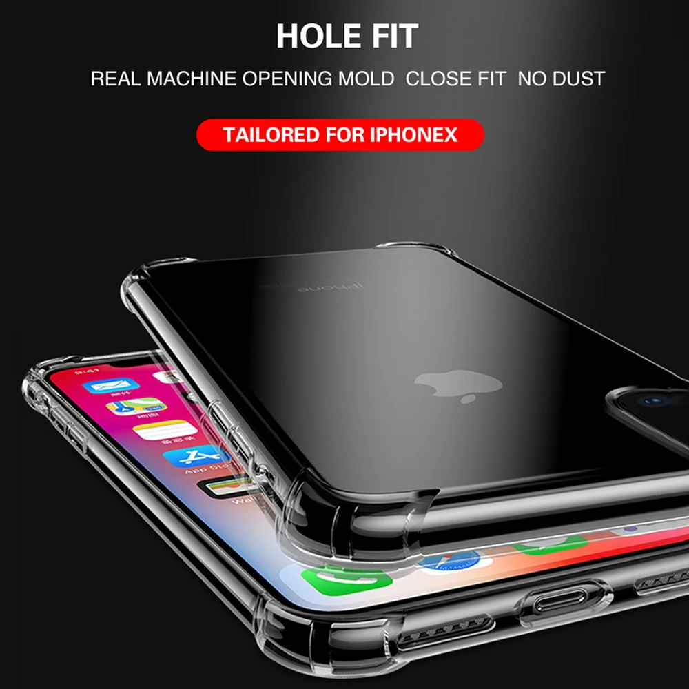 OTAO Luxury Transparent Phone Case For iPhone XS MAX XR X 8 7 6 6s Plus Airbag Drop Cases Ultra-thin TPU Soft Back Cover Coque | Мобильные