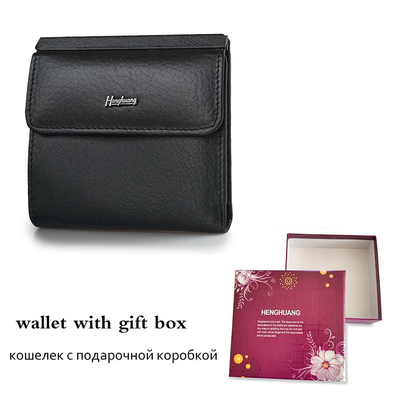Black wallet and Box HH мини из натуральной кожи Для женщин кошелек Малый роскошная женская ID Card Holder кошельки тонкий кожи коровы Женские мешок денег монет кошельки - Цвет: Black wallet and Box