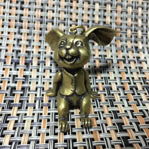 Collectable Chinese Silver Copper Handwork Carved Animal Big Ears Bugs Bunny Exquisite Small Pendant Statues | Дом и сад