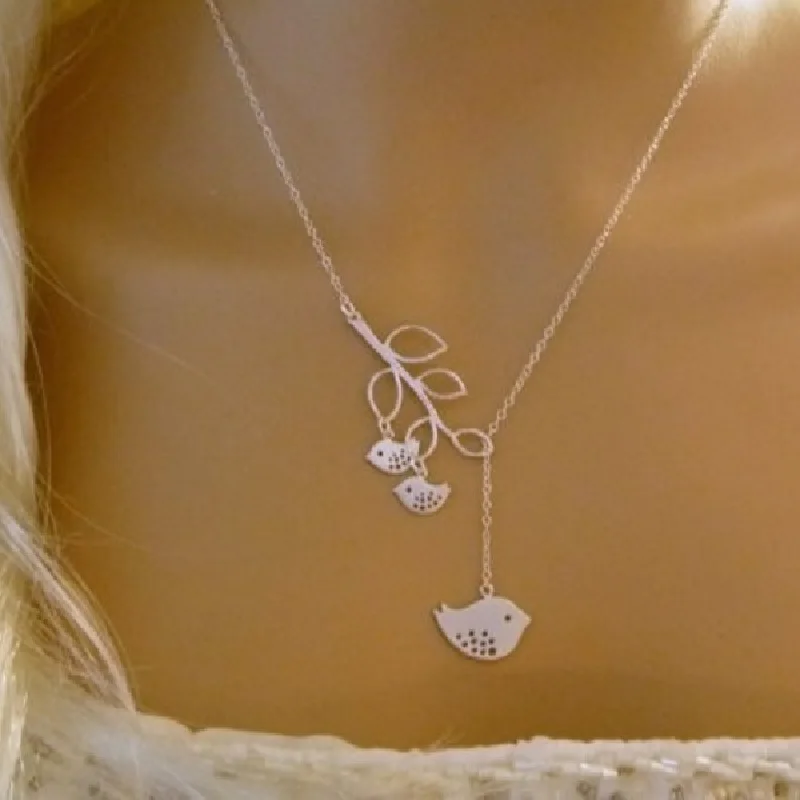 Ожерелье Мама и два ребенка, ожерелье мама и ребенок мама ветки дерева и птицы женщины ключицы цепи для женщин подарок