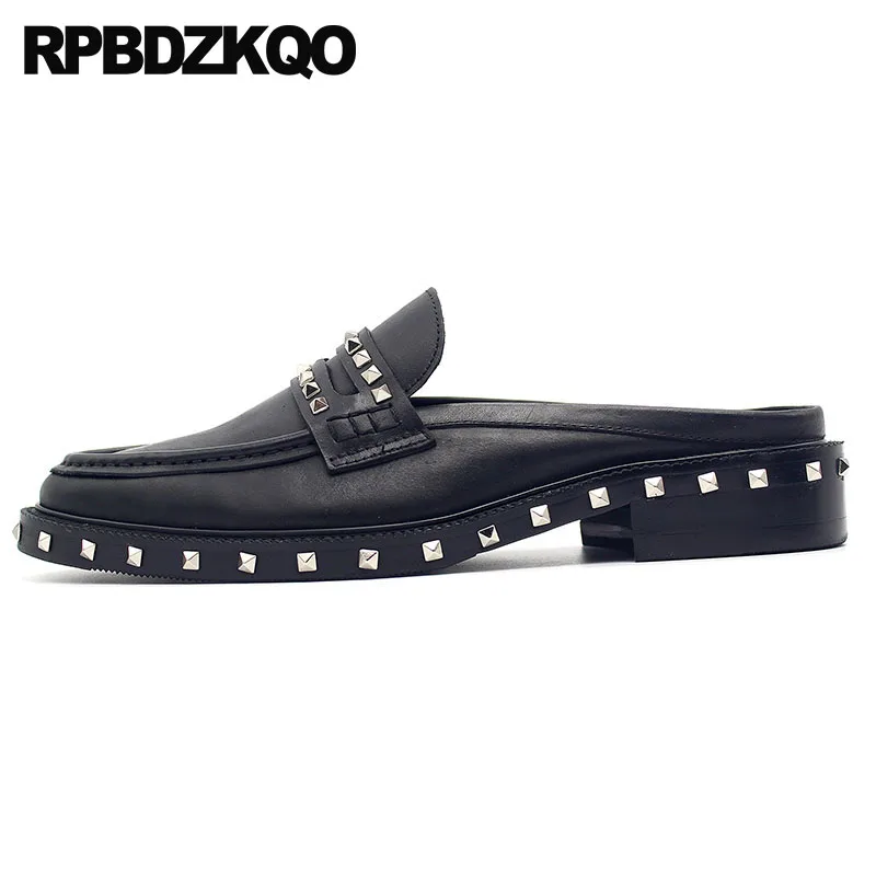 Мюли мужские из коровьей кожи модельные туфли металлическая подошва с