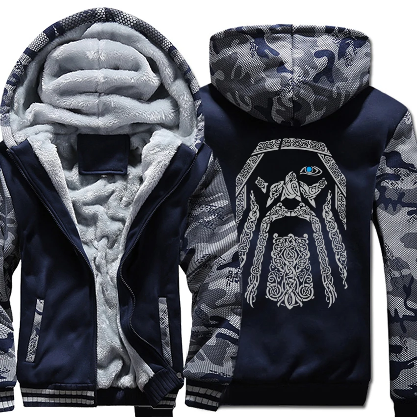 Мужская толстовка с капюшоном Odin Vikings камуфляжная куртка шерстяной подкладкой и