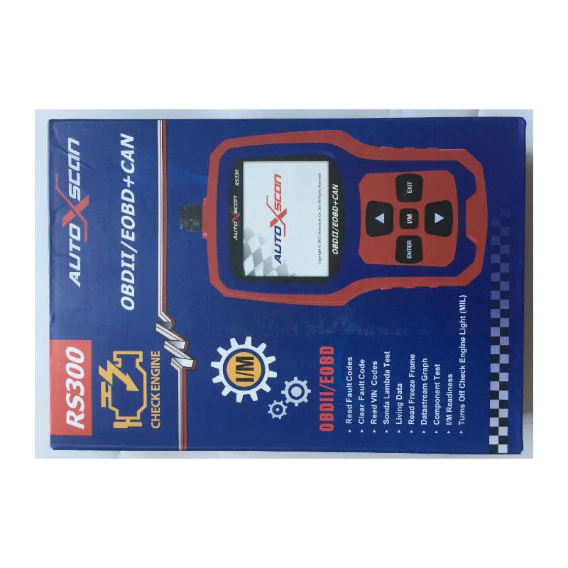 Автомобильный сканер кодов RS300 AUTOXSCAN OBD2 цветной экран I/M готовность к отключению
