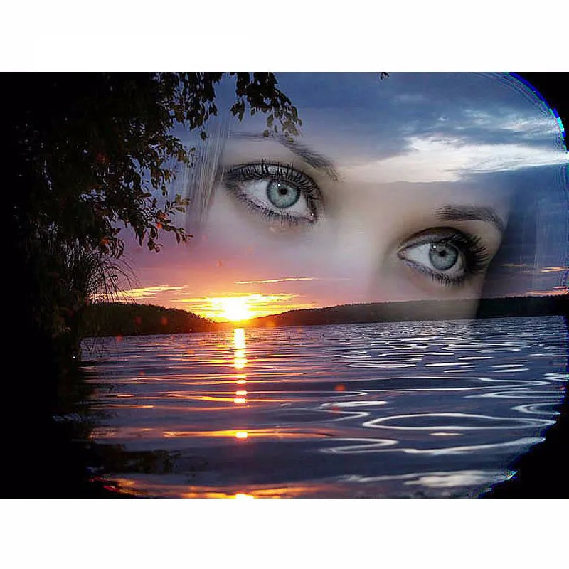 

5D DIY Diamond Painting Landscape Cross Stitch Beautiful Sunset Woman Needlework Home Decorative Full Square Diamond Embroidery