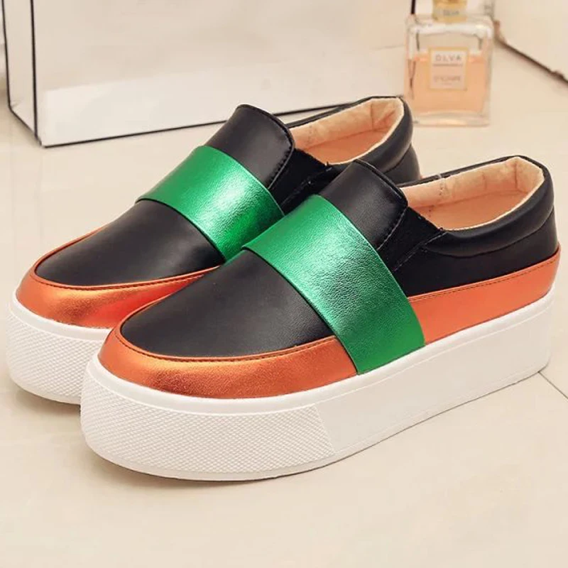 Новое Прибытие Весна 2016 Женщины Платформы Смешанные Цвета Повседневная Обувь