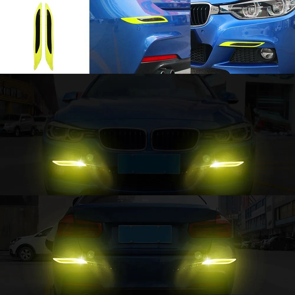 2 шт. 5D светоотражающие полосы из углеродного волокна бампер для двери автомобиля