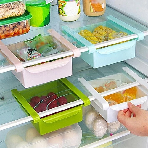 

Solid Color ABS Kitchen Fridge Freezer Drawer Space Saver Organizer Storage Rack Holder Slide Refrigerator Drawer Drop Shipping