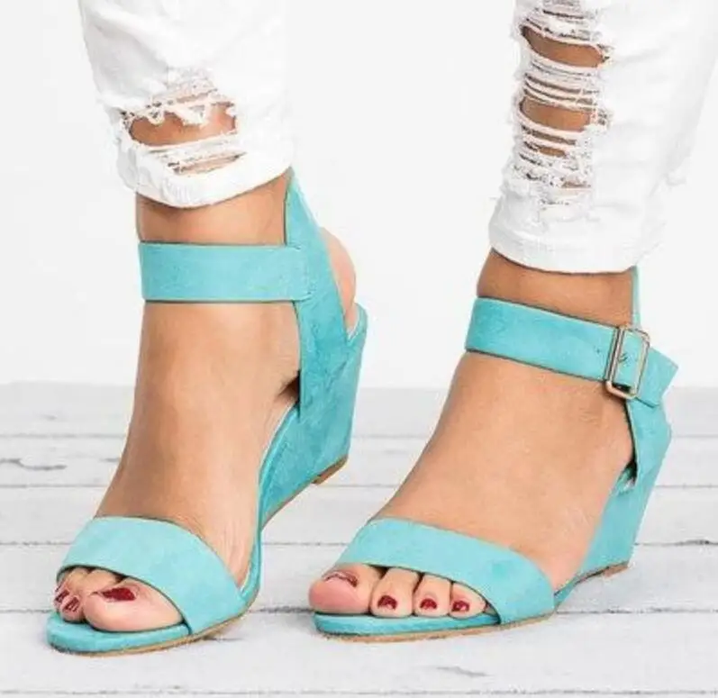 Zapatos mujer Женские босоножки на танкетке Туфли-лодочки среднем каблуке Женская