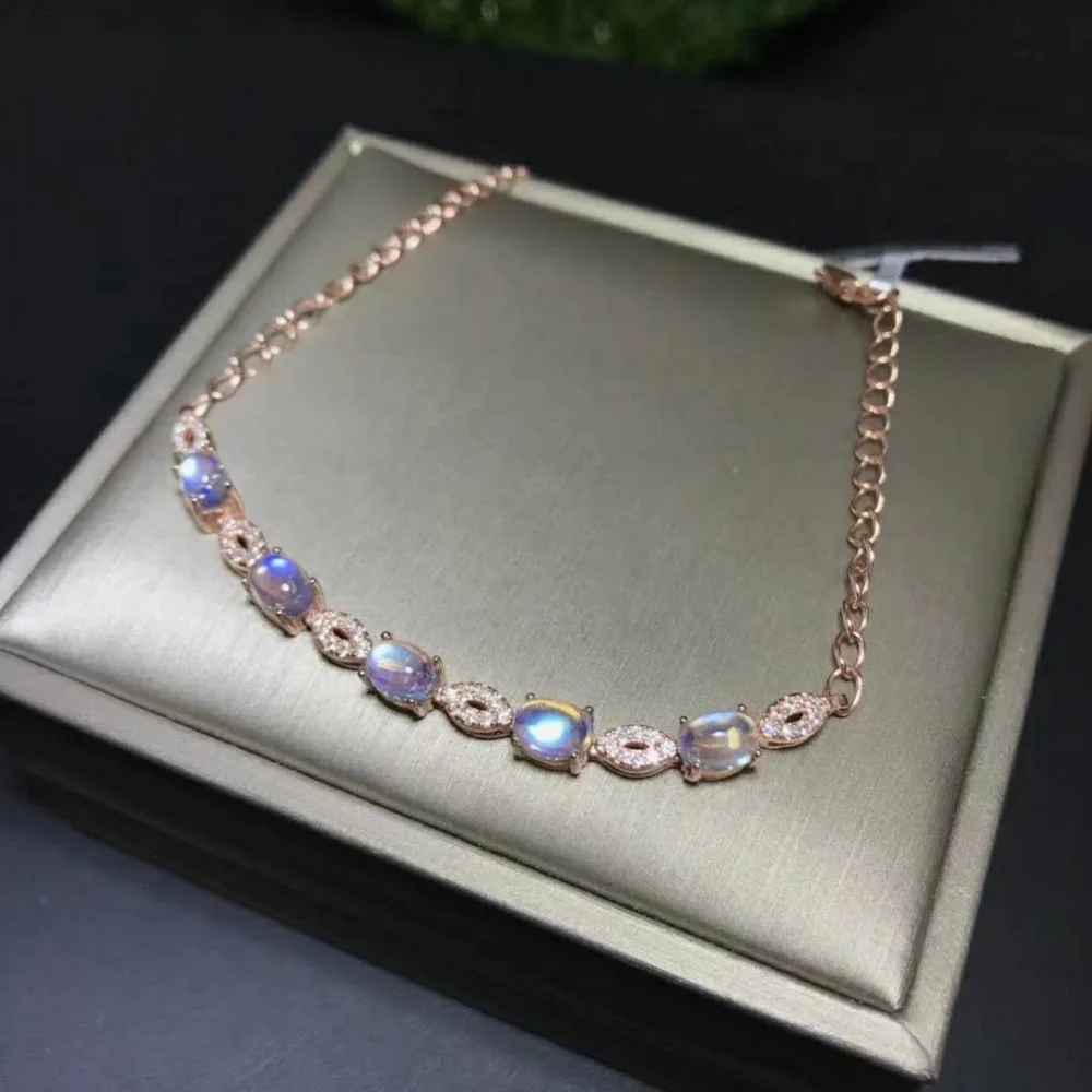 Браслет из кварца с радужным натуральным лунным камнем Sri Lanka AAA +