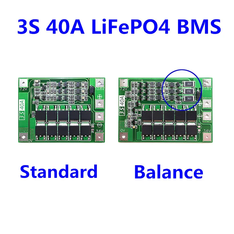 Плата защиты литиевой батареи 3S 40A 9 6 в 10 8 В 18650 LiFePO4 BMS/железо с выравнивающим