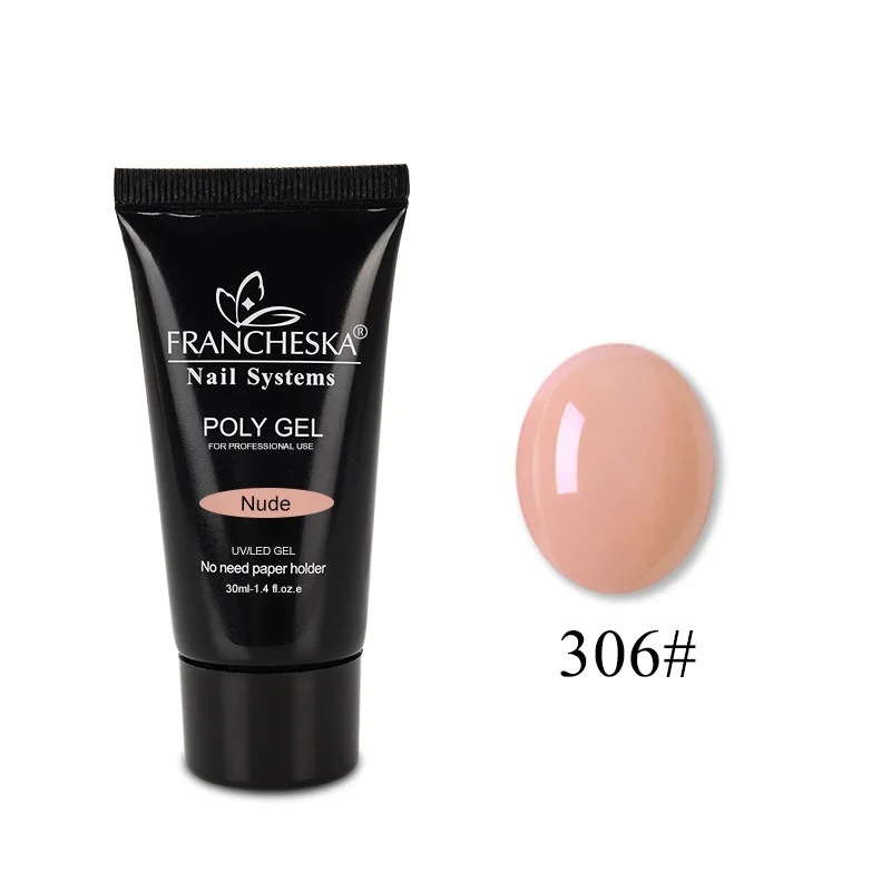 Polygel-306 30 мл полигель наборы Французский прозрачный дизайн ногтей камуфляж 7 цветов кончик для ногтей Форма Кристалл УФ гель полигель набор ломтик кисти гель для ногтей - Цвет: Polygel-306