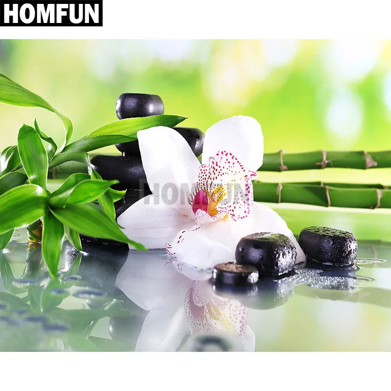HOMFUN полный квадрат/круглая дрель 5D DIY Алмазная картина &quotОрхидея Бамбук&quot
