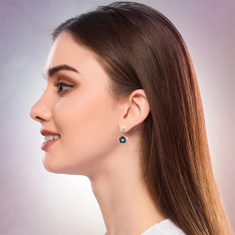 TUHE New Vintage Black Ceramic Earrings Rose Gold Silver Flower Shape With One Row Bling Crystal Women Drop Wedding | Украшения и
