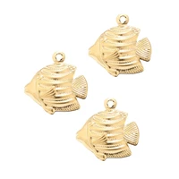 10pcs stainless steel gold charms fish pendants gold jewelry making for bracelet