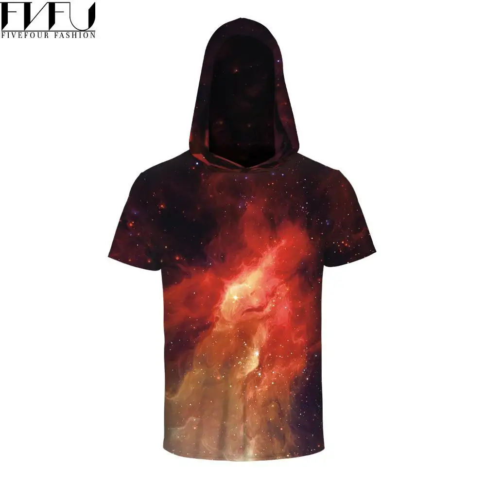 Мода 2017 г. футболка Мужские красные пространство Galaxy Отпечатано 3D летняя с