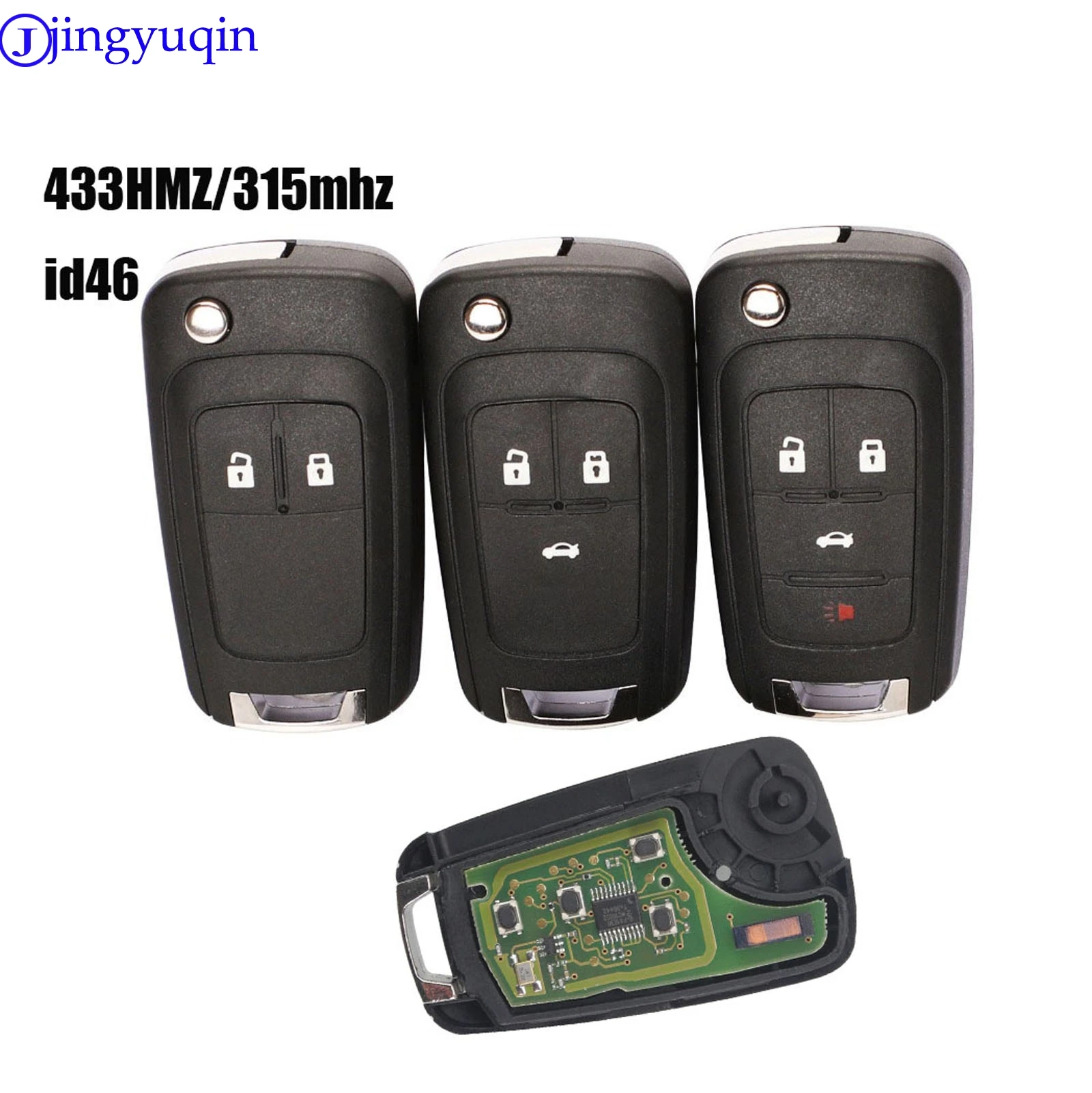 jingyuqin Car Remote Key Suit for Chevrolet Malibu Cruze Aveo Spark Sail 2/3/4 Buttons 433/315MHz Control Alarm Fob