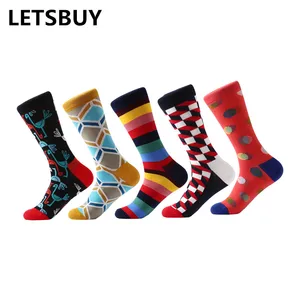 LETSBUY5 паралот, мужские повседневные хлопковые носки, яркие цвета, забавные носки для скейтборда, деловые носки для свадьбы, мужские подарочные носки
