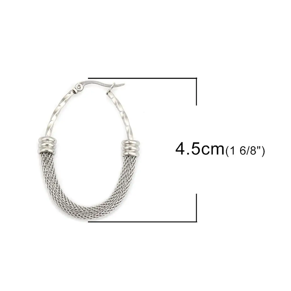 8Seasons 304 Stainless Steel Hoop Earrings Gold Color Oval Spiral Hollow Jewelry Post/ Wire Size: (17 gauge) 1 Pair | Украшения и