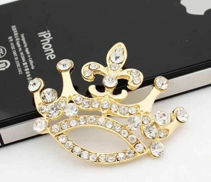 20 шт. 45*37 мм Позолоченные прозрачные кристаллы корона для скрапбукинга зажим