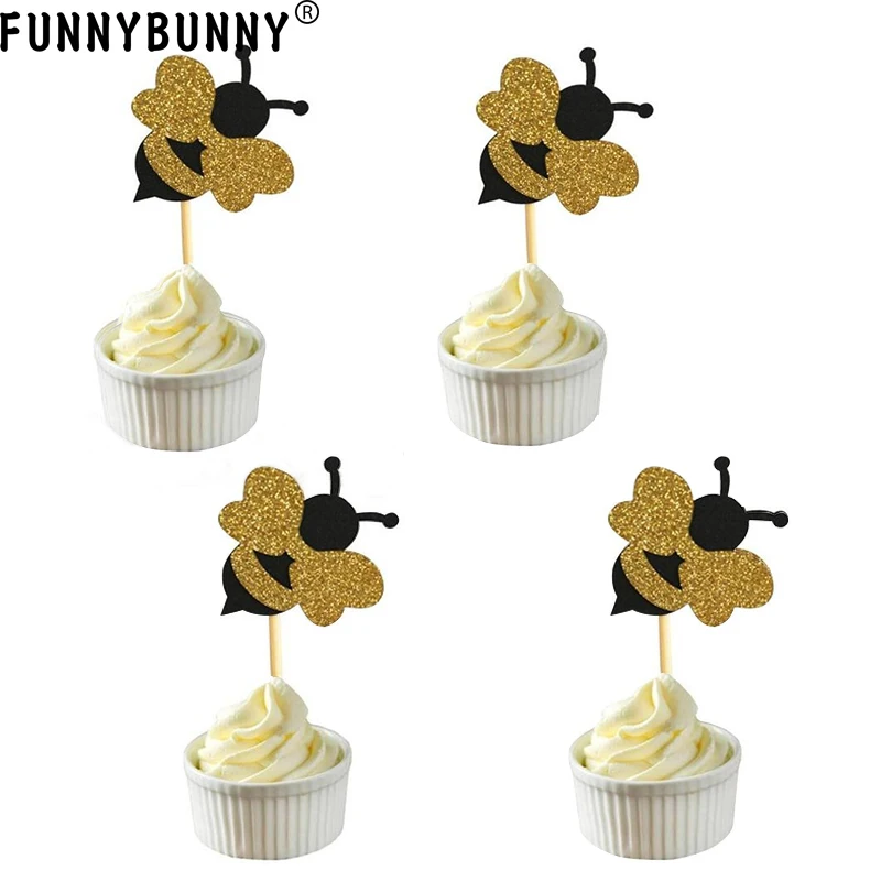 FUNNYBUNNY блестящие Шмель пчела кекс топперы для пол раскрывает детский душ День