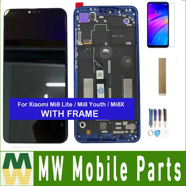 С рамкой для Xiaomi Mi8 Lite Youth Mi8X ЖК дисплей сенсорный датчик экрана в сборе черный
