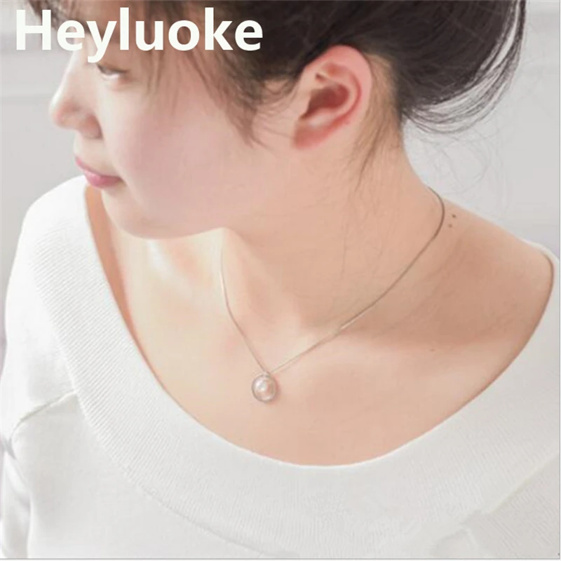 

2019 Choker Kolye Collares Fashion Genuine Large Pearl In Circle Chain Pendant Necklace For Women Jewelry