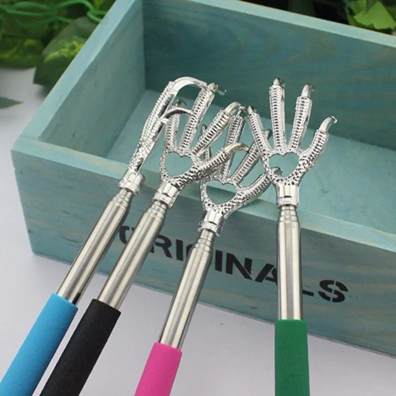 Practical Handy Stainless Pen Clip Back Scratcher Telescopic Scratching Massage Kit Bear claw Itch Backscratcher Hackle Massager |