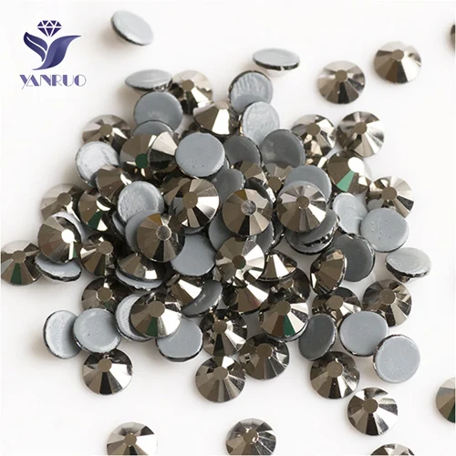 Jet Hematite YANRUO 2058 Стразы для горячей фиксации Стразы для рукоделия с плоской задней поверхностью для рукоделия стеклянные камни для горячей фиксации Стразы для одежды - Цвет: Jet Hematite